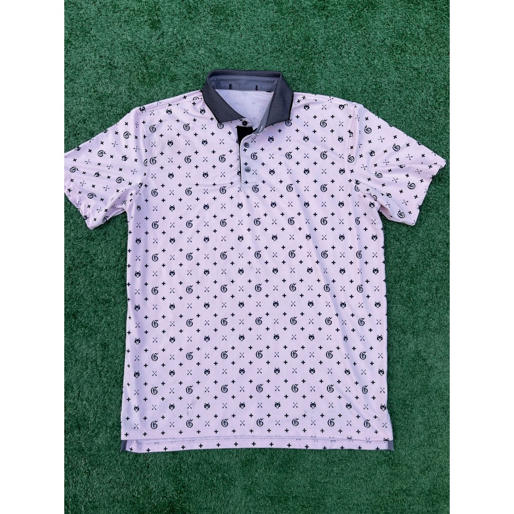 Greyson Clothiers Mens‎ Pink Wolf Graphic Golf Polo Shirt Size XL